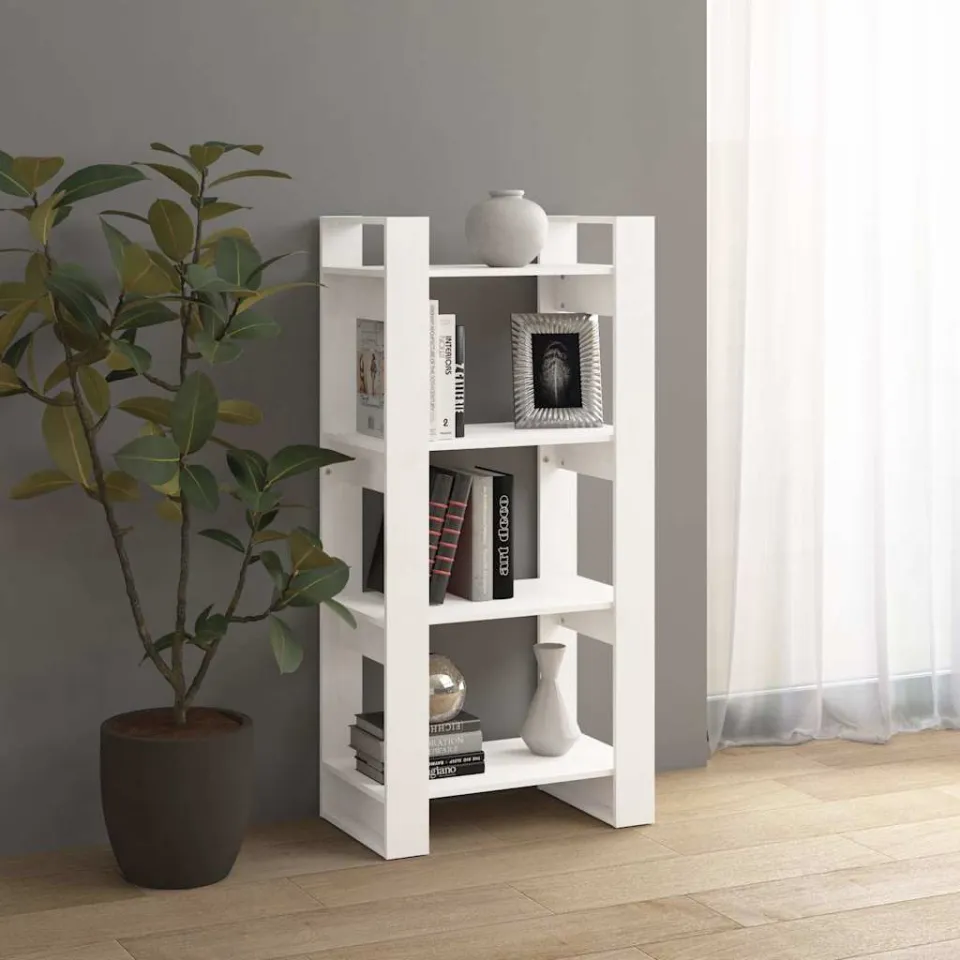 vidaXL Boekenkast/kamerscherm 60x35x125 cm massief hout wit, foto 3