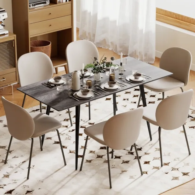 MODFU Uitschuifbare Eettafel - Verlengbaar - Industrieel - Voor Eetkamer Of Werkplek - Hout En Staal - Grijs - 120-160 X 75 X 77 Cm