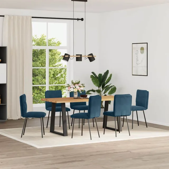 vidaXL Eetkamerstoelen 6 st fluweel blauw