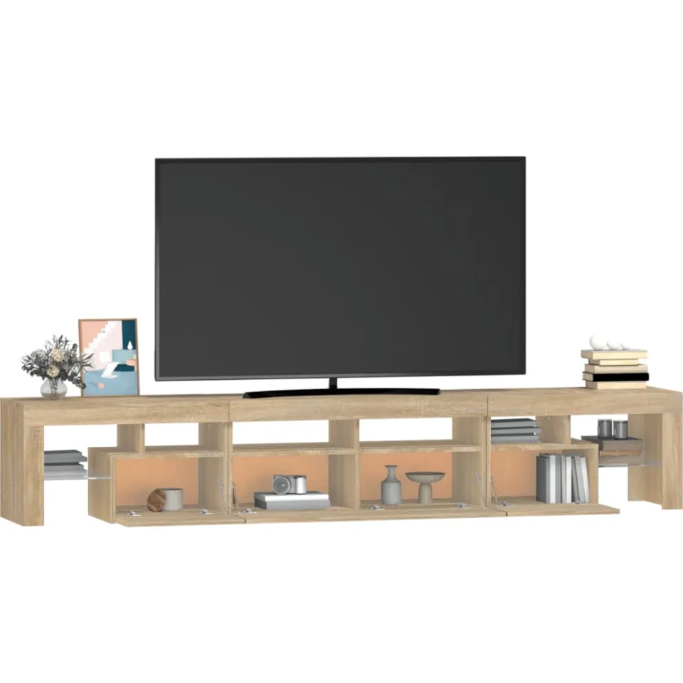 vidaXL Tv-meubel met LED-verlichting 230x36,5x40cm sonoma eikenkleurig Bruin