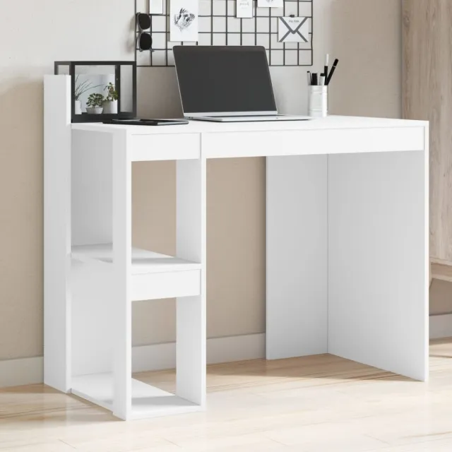 vidaXL Bureau 103,5x56,5x94 cm bewerkt hout wit, foto 2