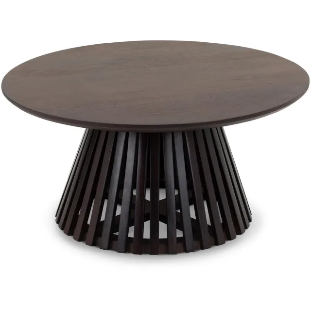 IDIMEX AMILA salontafel, rond, 90 cm, van mangohout – donkerbruin