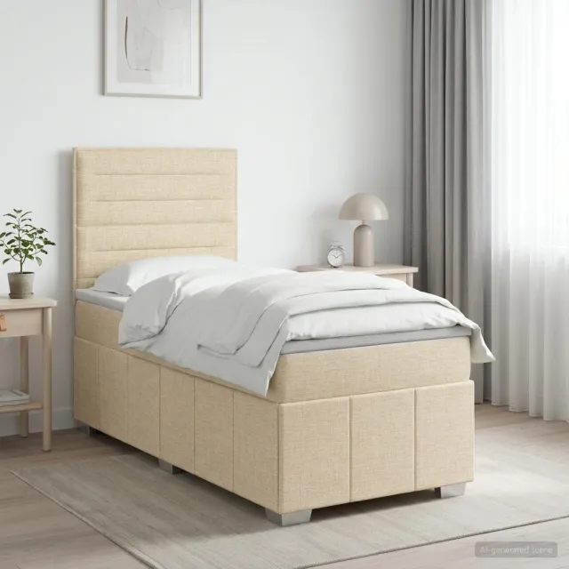 vidaXL Boxspringbed met matras Crèmekleurig 100 x 200 cm Stof