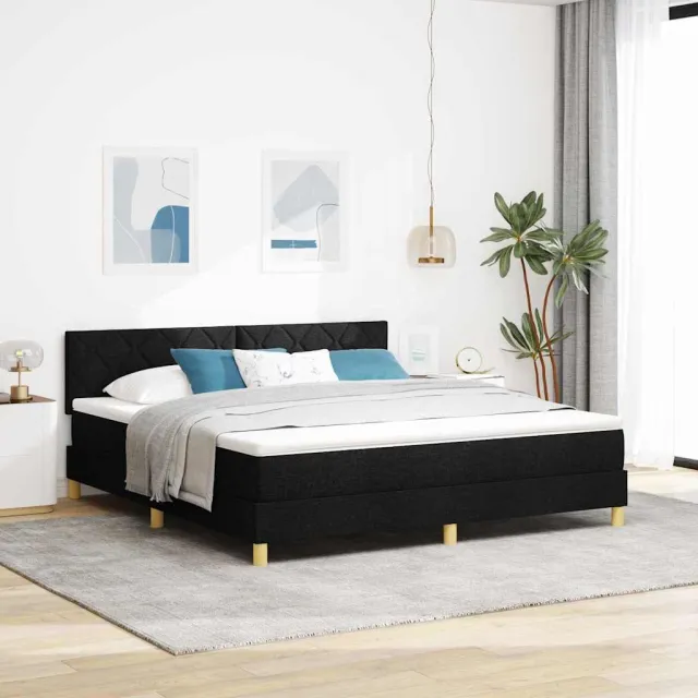 vidaXL Boxspringbed met kussen met hoofdeinde Zwart 180 x 200 cm Stof