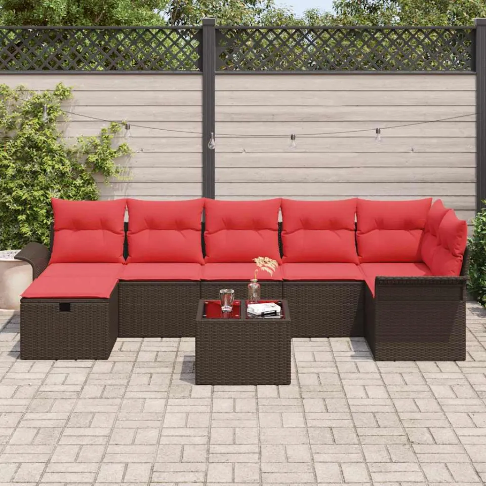 vidaXL Tuin Sofa Set 8 st Poly riet grijs, foto 3