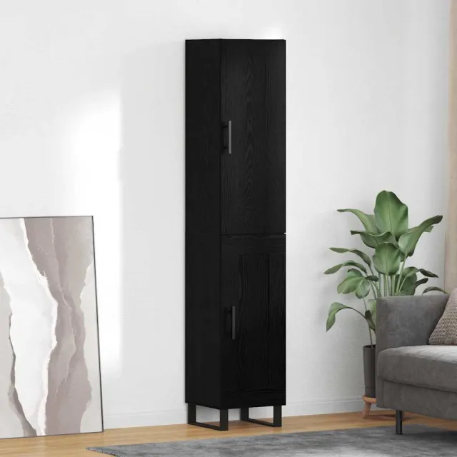 vidaXL Highboard Zwart Eiken 34,5 x 34 x 180 cm Bewerkt hout