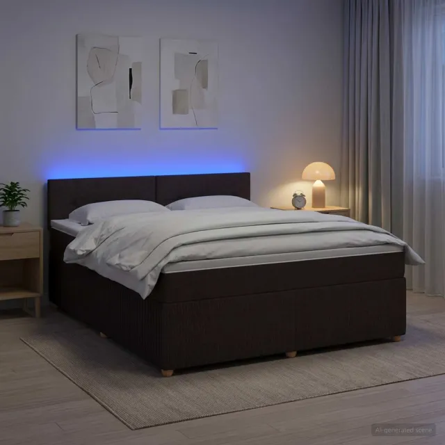 vidaXL Boxspringbed met matras Donkerbruin 140 x 190 cm Stof