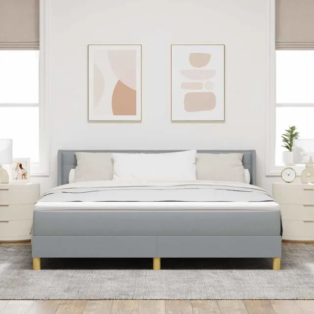 vidaXL Boxspringbed met matras Lichtgrijs 200 x 180 cm Stof