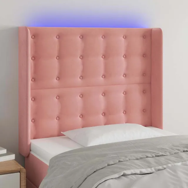 vidaXL Hoofdbord LED 83x16x118/128 cm fluweel roze