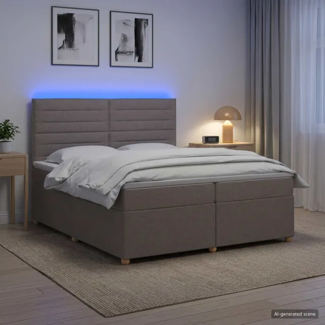 vidaXL Boxspringbed met matras met hoofdeinde Taupe 200 x 200 cm Stof