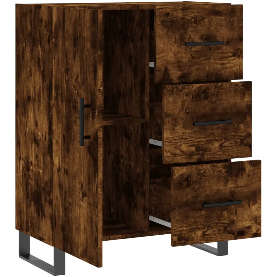 vidaXL Dressoir 69,5x34x90 cm bewerkt hout gerookt eikenkleurig, foto 4