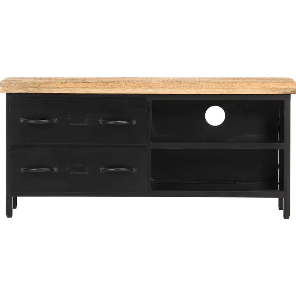 vidaXL Tv-meubel 90x30x41 cm ruw mangohout zwart, foto 2
