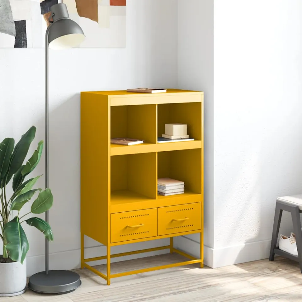 vidaXL Hoge kast 68x39x111,5 cm staal mosterdgeel, foto 3