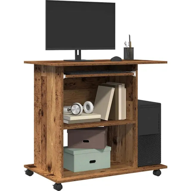 vidaXL Computerbureau 80x50x75 cm bewerkt hout oud houtkleurig Bruin