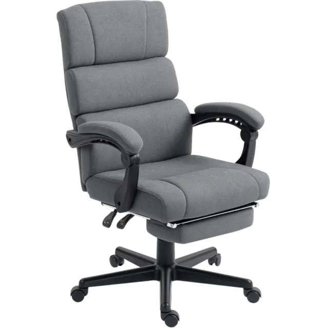 Merax Ergonomische Luxe Bureaustoel met Voetensteun – Verstelbare Draaistoel met Kantelfunctie en Samtlook Bekleding – Comfortabele Kantoorstoel op Wielen – Grijs