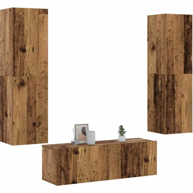 vidaXL Tv-wandkasten 3 st bewerkt hout oud houtkleurig Bruin