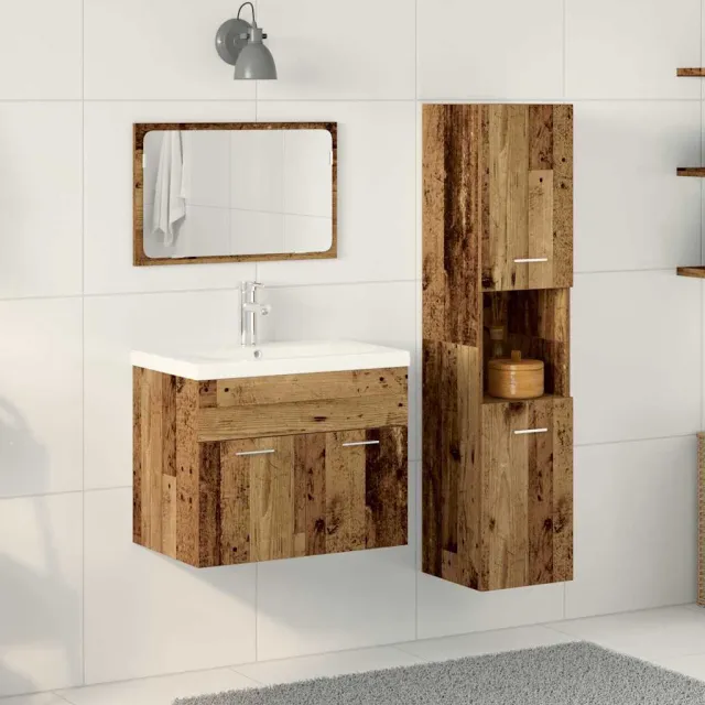 vidaXL Badkamermeubelset 4 st Bruin Bewerkt hout