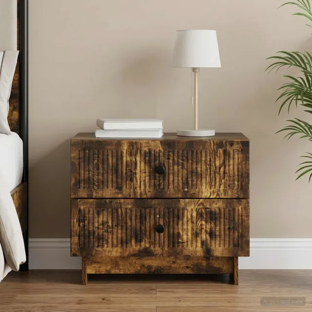 vidaXL Nachtkastje Gerookt eiken 62 x 34,5 x 47,5 cm Bewerkt hout, foto 2