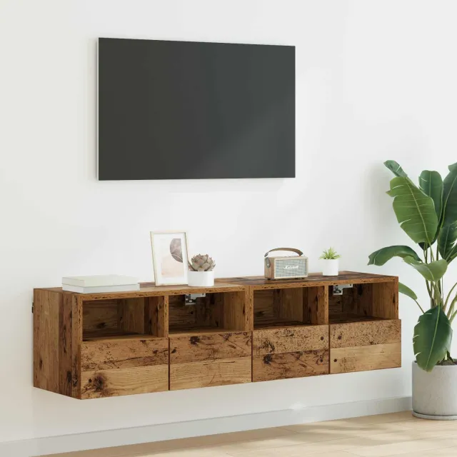 vidaXL TV Wandkasten 2 st Oud Hout Bewerkt hout bruin, foto 2