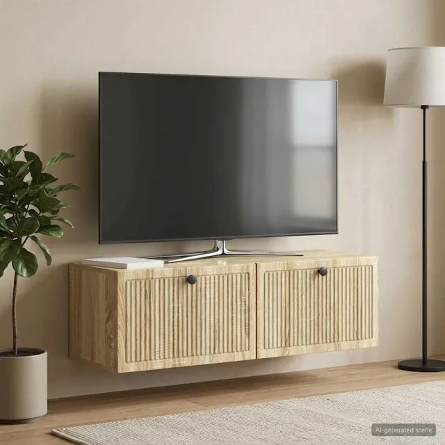 vidaXL Wandbeugel TV-kast Sonoma Eiken 98 x 31 x 30 cm Bewerkt hout Bruin