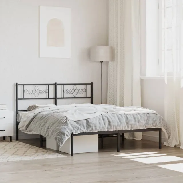 vidaXL Bedframe met hoofdbord metaal zwart 160x200 cm