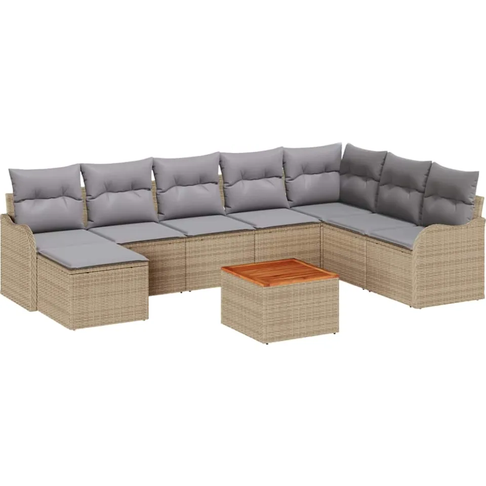 vidaXL Tuinbankenset 9 st Beige poly rattan
