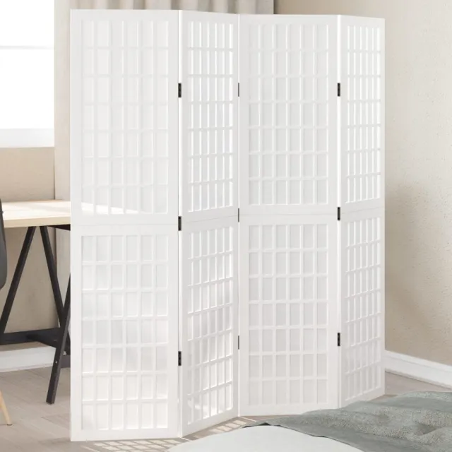 vidaXL Kamerscherm met 4 panelen massief paulowniahout wit