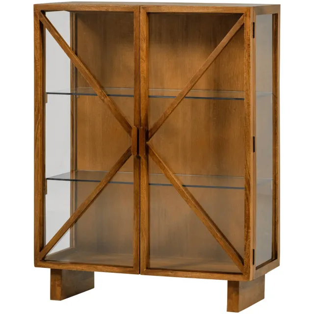 WOOOD Kella 2-deurs vitrinekast bruin brown