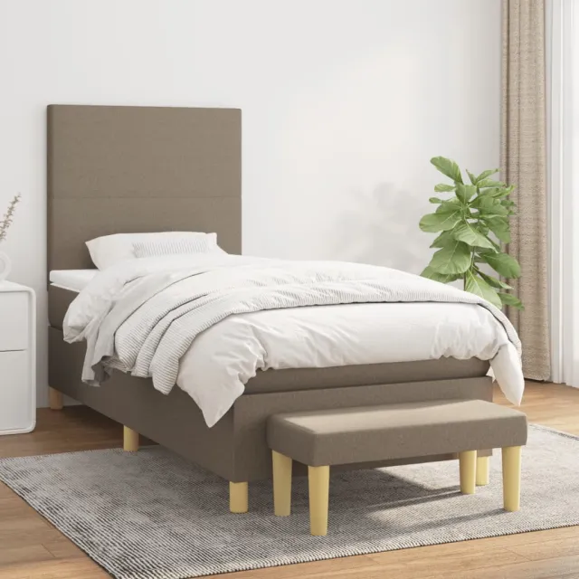 vidaXL Boxspring met matras stof taupe 90x190 cm