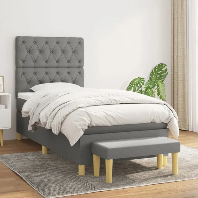 vidaXL Boxspring met matras stof donkergrijs 80x200 cm grijs