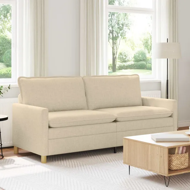 vidaXL Bank 3-zits Crèmekleurig 196 x 81 x 87,5 cm Stof
