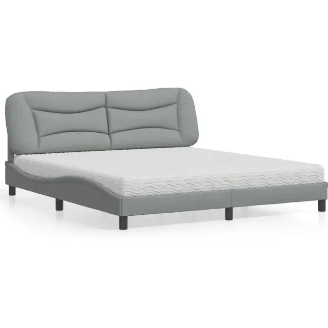 vidaXL Bed met matras "Hvar" stof lichtgrijs 180x200 cm