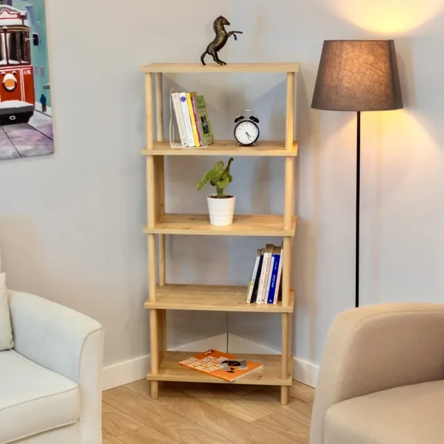 City of Wood Moderne houten boekenkast met vijf planken – perfect voor de woonkamer of het kantoor - Beige