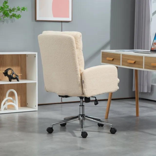 HAUSS SPOLE Bureaustoel - Ergonomisch Design - Met Vaste Armleuningen, Wippfunctie En Draaibare Wielen - Voor Home Office - Cremewit Cream White