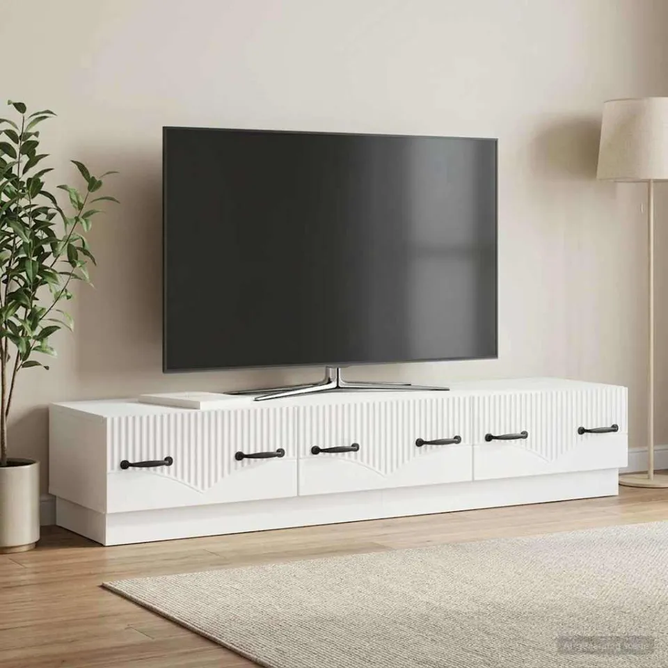 vidaXL TV-kast met lade Hoogglans Wit 147 x 34,5 x 27 cm Bewerkt hout, foto 4