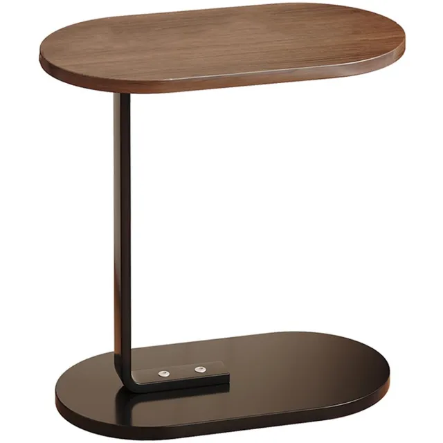 Ruijingsky Salontafel - Nachtkastje - Bijzettafel - C-vormige salontafel - Banktafel - Met wielen - Modern minimalistisch - Geschikt voor laptops, koffie, boeken en snacks - 58*38*28 cm - Walnoot Walnoot & Zwart