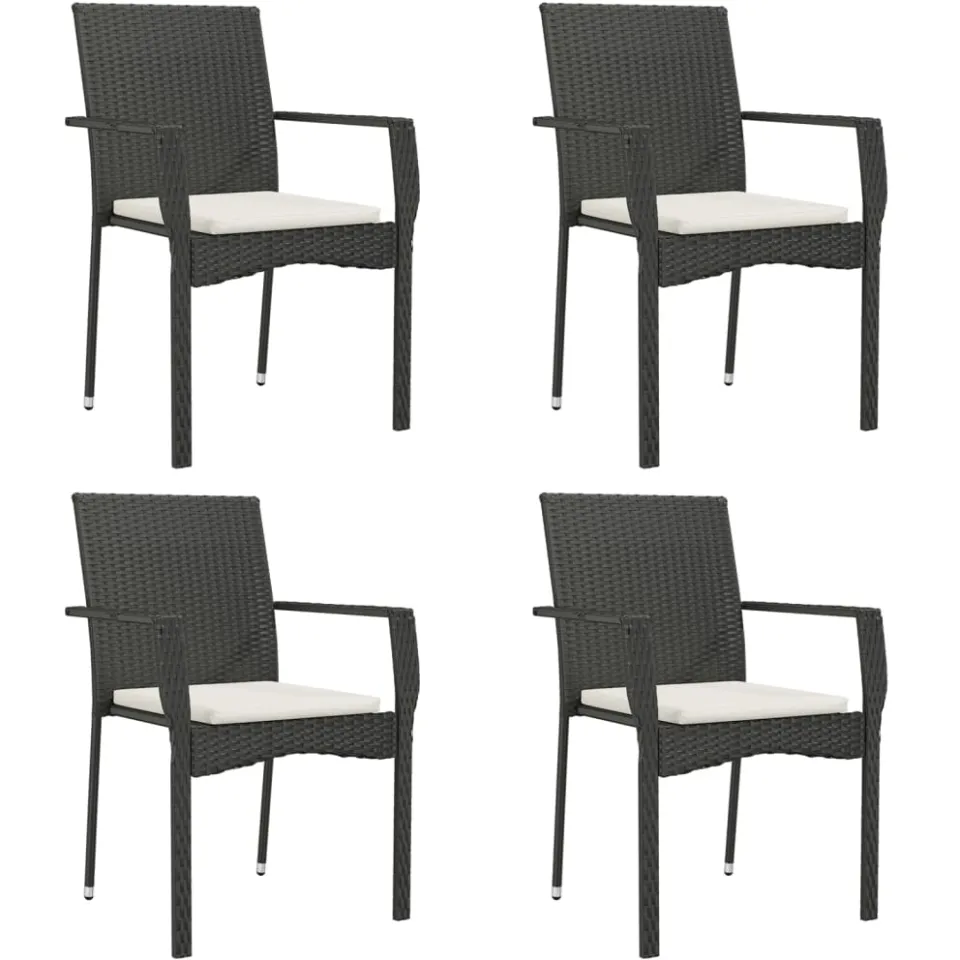 vidaXL 5-delige Tuinset met kussens poly rattan zwart, foto 3
