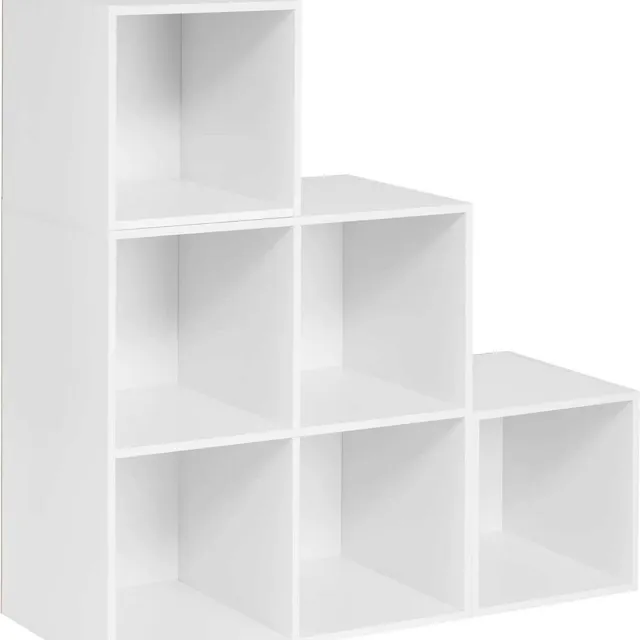 Happyment Open Boekenkast Zaza - 6 Vakken - Wit - Boekenkast - Boekenrek - Woonkamer, slaapkamer en kinderkamer - Hout - 90x90x30cm