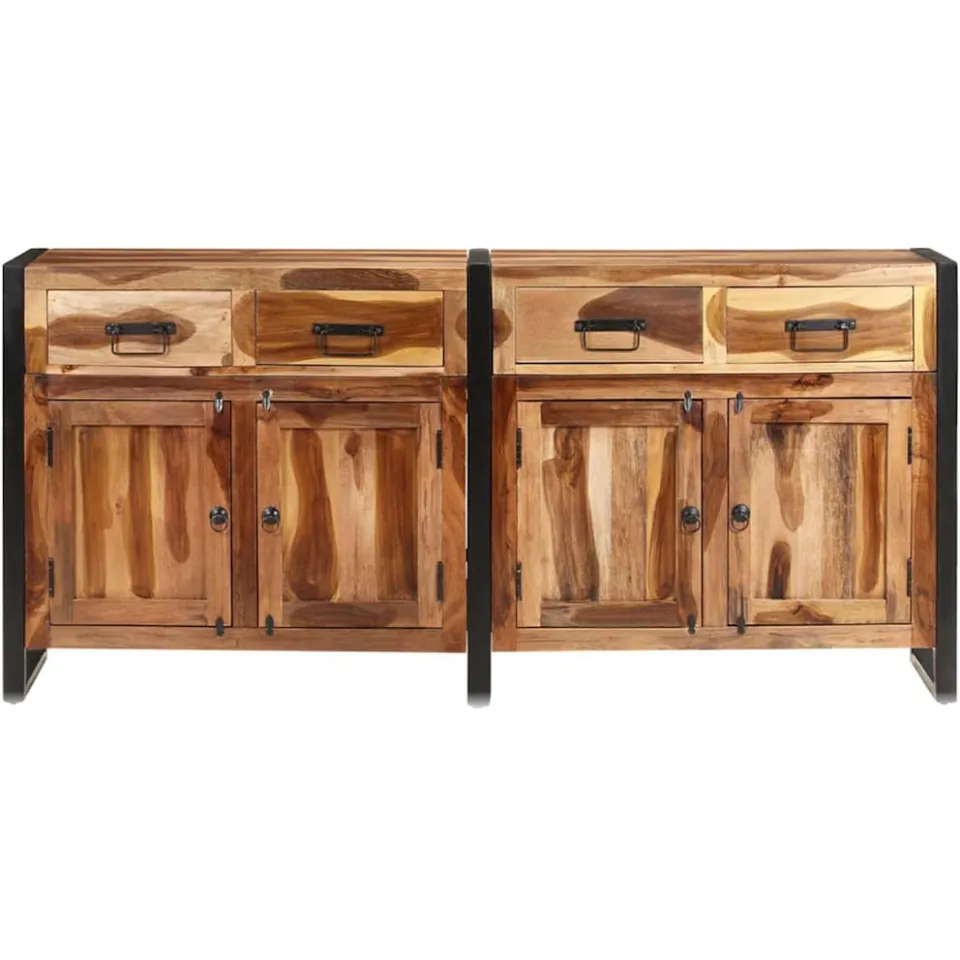 vidaXL Dressoir 172x35x80 cm acaciahout met honingkleurige afwerking bruin, foto 3