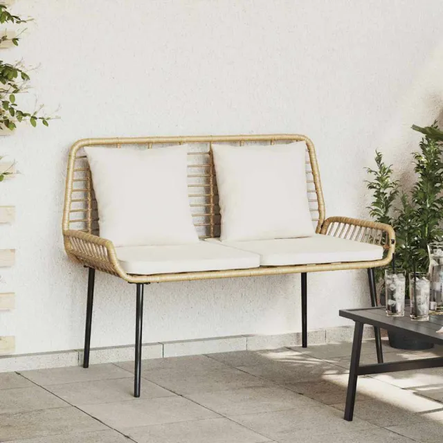 vidaXL Tuinbank Bruin en Crème poly rattan, foto 2
