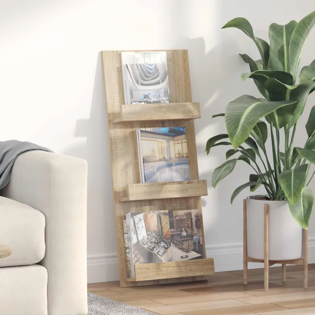 vidaXL Tijdschrift Rek Sonoma Eiken 43 x 11 x 102 cm Bewerkt hout Bruin