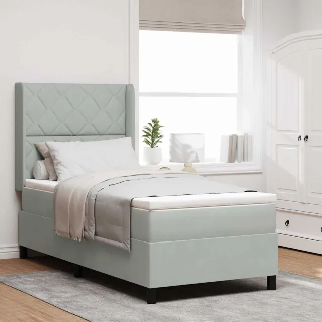 vidaXL Boxspringbed met hoofdeinde Lichtgrijs 100 x 200 cm Fluweel