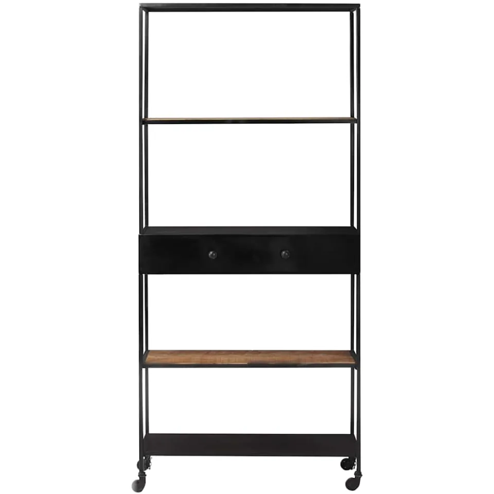 vidaXL Boekenkast 80x35x180 cm ruw mangohout en ijzer bruin, foto 2