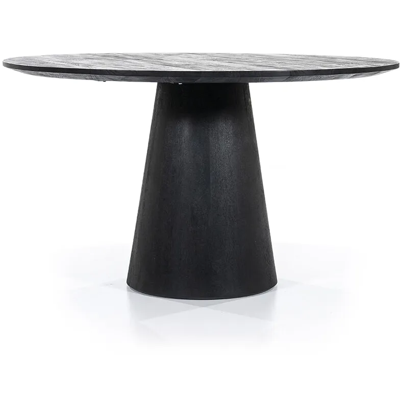 Eleonora Ronde Eettafel 'Aron' Mangohout, kleur Zwart, 130cm