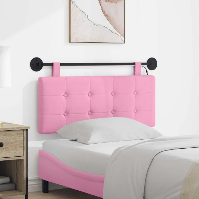 vidaXL Hangend hoofdbord Roze Stof