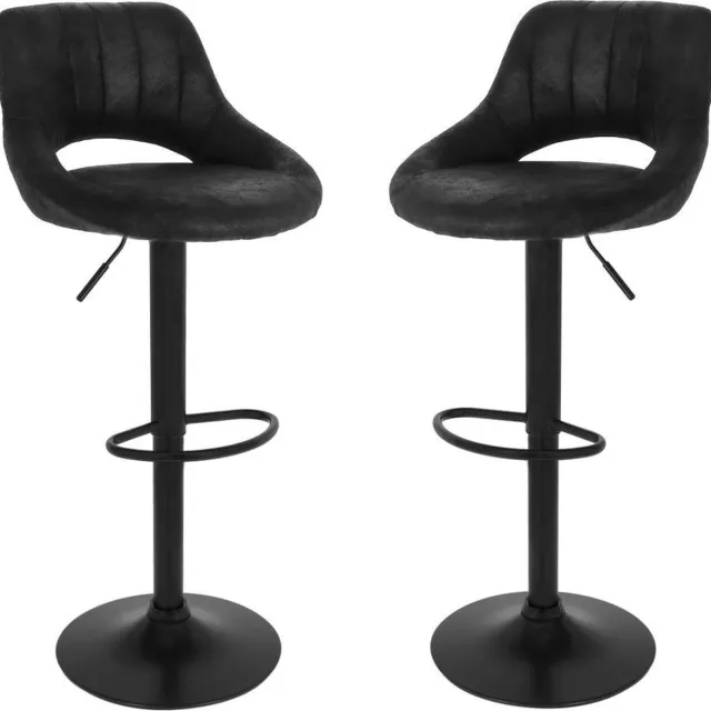 Alora 4 You Alora Barkruk Industrial Zwart - Barkrukken set van 2 - Barstoel Kruk - Barstoelen met rugleuning - Keukenstoel