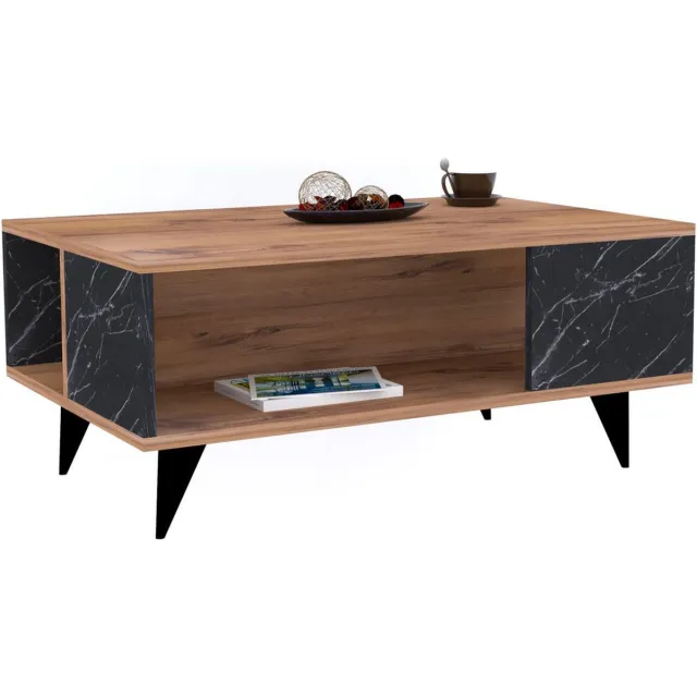 Skye Decor Houten salontafel "Yuka" - 90 x 60 x 39 cm - Notelaar, Zwart Walnoot, zwart