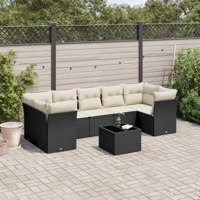 vidaXL 8-delige Loungeset met kussens poly rattan zwart, foto 2