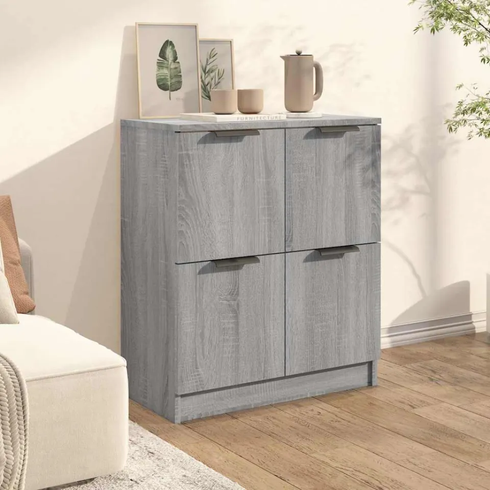 vidaXL Dressoir 60x30x70 cm bewerkt hout grijs sonoma eiken, foto 3