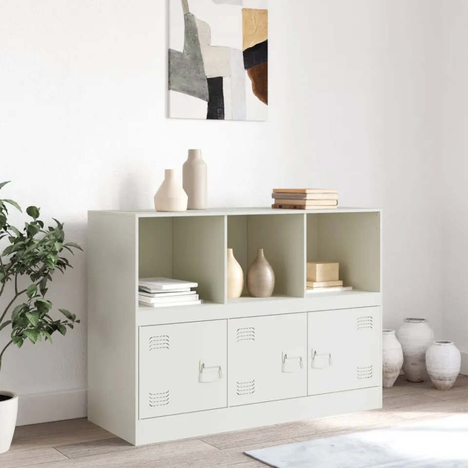 vidaXL Dressoir 99x39x73 cm staal wit, foto 3